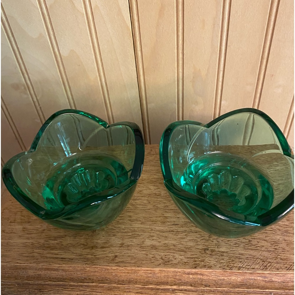 One pair of Bormioli Rocco glass candlestick holders
